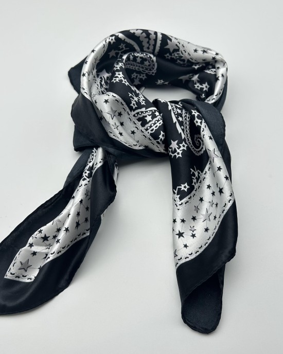 black retro small silk scarf